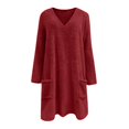 thumbnail image 3 of Winter Plus Size Fall Sweaters for Women Womens Winter Coat Loose Wool Jacket Long Sleeved Jumper With Pockets Red XXL, 3 of 6