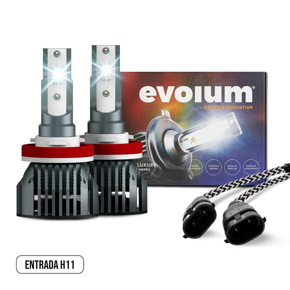 Luces Led para Auto - EVOLUM - Modelo Ultra Luxury 14,000 lúmenes - Resistencia al Agua - Haz de luz Perfecto: Luz Blanca (H11)