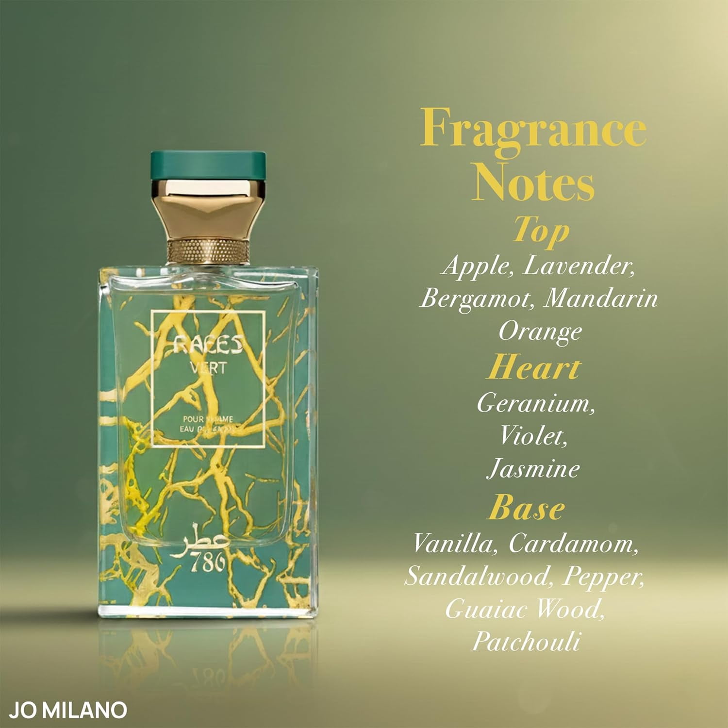 JO MILANO PARIS Raees Vert Cologne Spray, Woody Aromatic Scent, 3.4 oz