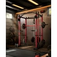 thumbnail image 2 of Power Cage Squat Rack 2000LBS - Heavy Duty Home Gym with Dual Pulley Cable Crossover, Multi-Functional Strength Training Equipment (Red/Black), 2 of 8