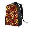 thumbnail image 2 of Disketp Red Plaid Sunflower Mochila Unisex de Apertura Lateral Completa, Mochila para Laptop para Escuela, Trabajo y Viajes, 2 of 8