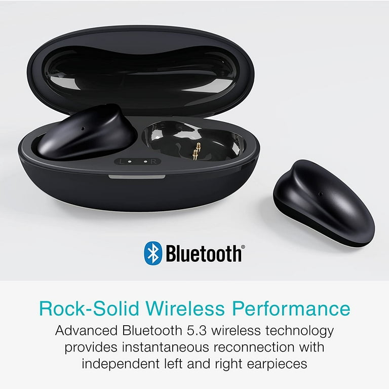MEE audio Pebbles Lightweight Wireless Earbuds In Ear Bluetooth Headphones with Headset Onyx