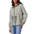 thumbnail image 4 of Chaqueta ligera con capucha para mujer Inspire Chic, con cierre frontal, ideal para senderismo, talla 2XL, color gris, 4 of 6