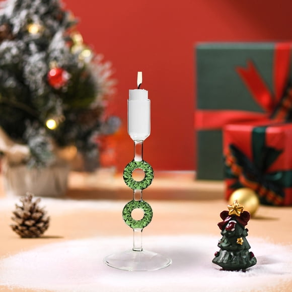 xihome Portavelas de vidrio multicolor para rbol de Navidad y corona, adorno decorativo para el hogar, con dimetro de 2,5 cm.
