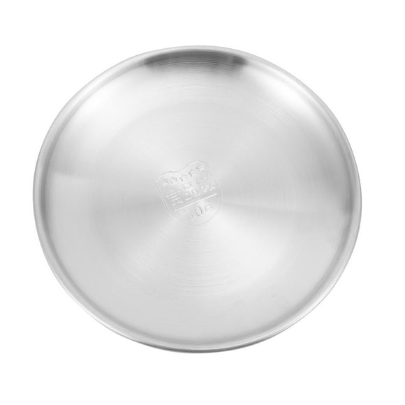 Bandeja de acero inoxidable de una sola capa, plato para comida, plato para barbacoa duradero, 1 unidad