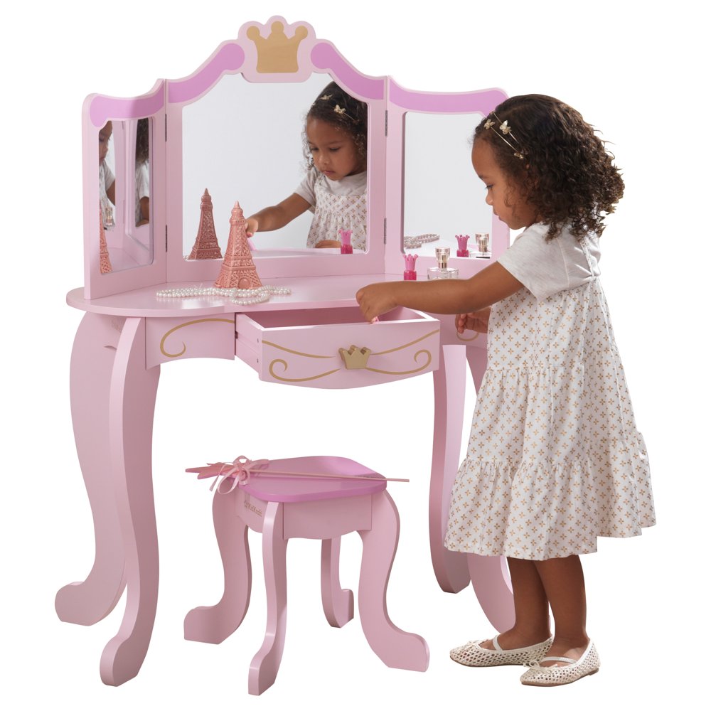 KidKraft KidKraft Wooden Princess Vanity & Stool Set with Mirror