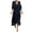 Black, variant on Kmdttou Women's Short Sleeve Loose Plain Dresses Women's Casual Solid Color Lace Up Irregular Long Dress