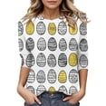 thumbnail image 2 of HAVUITYY Easter Bunny Sweater for Women – Soft 3/4 Sleeve Cotton Pullover with Cute Egg Print, Perfect Spring Going Out Top & Holiday Gift Idea, 2 of 5