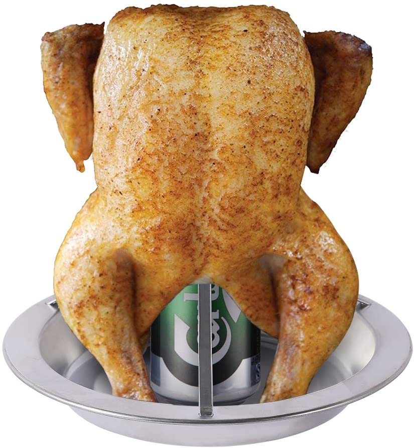 Amerteer Beer Can Chicken Holder - Folding Stainless Steel Vertical Poultry Turkey Chicken Roaster Rack with Roasting Pan for Oven or Barbecue Grill Charcoal Grill Smoker Grill - image 5 of 7