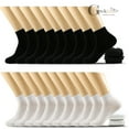 thumbnail image 2 of 6 12 Pairs Mens Women Black White Cotton Sports Low Cut Ankle Quarter Thin Socks, 2 of 2