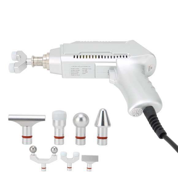 Electric Spine Chiropractor, Powerful Adjustable 30 Gears Strength Pain Relief Electric Massage Gun Multifunctional with Physiotherapy Head for Office US Plug 110V