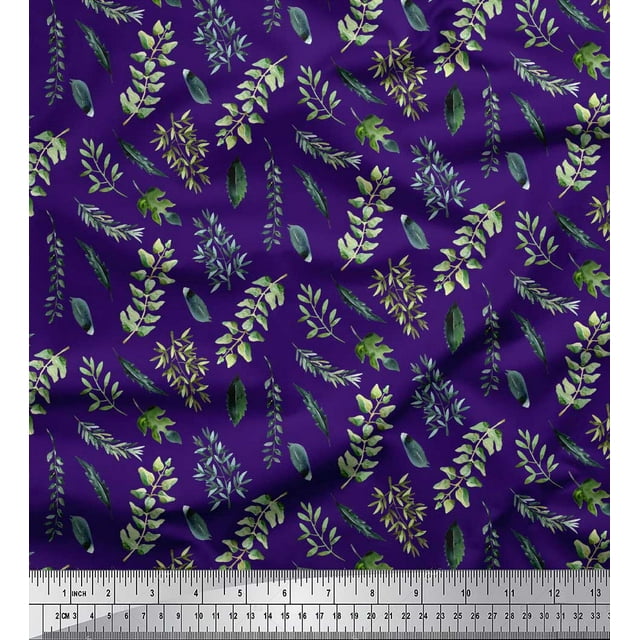 Soimoi Purple Rayon Fabric Curry & Leaves Print Fabric by Yard 42 Inch Wide