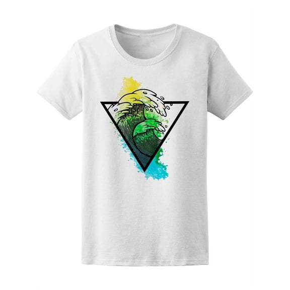 Watercolor Ocean Sea Waves T-Shirt Women -Image by Shutterstock, Female x-Large