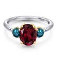 thumbnail image 3 of Gem Stone King 10K Two Tone Gold Red Rhodolite Garnet and Blue Diamond Engagement Ring for Women | 2.54 Cttw | Oval 9X7MM | Gemstone January Birthstone | Size 9, 3 of 6
