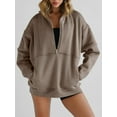 thumbnail image 4 of Women's Half Zip Sweatshirts Fleece Stand Collar Long Sleeve Thumb Hole Oversized Pullovers with Pockets, 4 of 5
