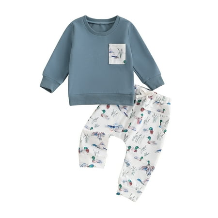 

Binshrliy Baby Boy Fall Tracksuit Outfits Set Clothes 6M 12M18M 24M 3T Infant Boy Long Sleeve Print Sweatshirt Tops Sweatpants 2Pcs Casual Autumn Clothing for Toddler
