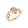 thumbnail image 2 of Natural peach/pink 1.50 CT VS Morganite Ring Rose Gold 14K Flower Leaves Designer, 2 of 4