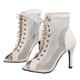 thumbnail image 2 of Mujeres Sandalias Altas Malla Punta Peep Baile para Salón (beige 37), 2 of 8