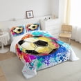 thumbnail image 4 of Soccer Comforter Set,Watercolor Tie-dye Duvet Insert Teen Room Decor,Sports Game Quilted Duvet,Colorful Graffiti Hip Hop Quilt Cover, 4 of 7