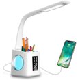 thumbnail image 1 of Lámpara de escritorio LED de estudio con puerto de carga USB, pantalla, calendario y luz nocturna de color, lámpara de mesa LED regulable para niños con portalápices y reloj, luz de lectura de escritorio para estudiantes, 10W Ormromra, 1 of 5