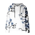 thumbnail image 4 of DeHolifer Womens Sweatshirts Plus Size Long Sleeve Waffle Floral Print Drawstring Hoodies Sweatshirts Loose Casual Fashion Pullover Tops White XL, 4 of 6