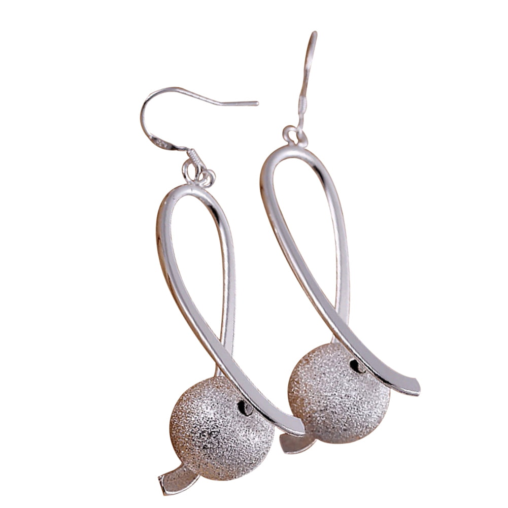 12mm Round Drop Dangle Hook Stone Earrings For Women Silver Plated Jewelry Gifts 