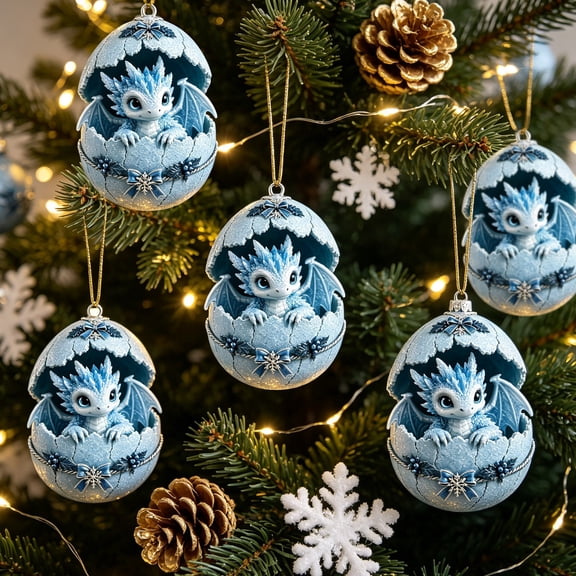 Clearance Christmas Ornaments, Christmas Tree Decorations, Vintage Christmas Decor Shatterproof Blue Resin Egg Figurine 8x7x7cm for Tree Home Office