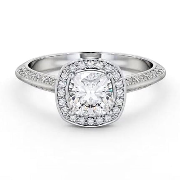 Nerra Jewel 1.7 Ct Cushion Diamond Rings - 14K White Gold Plated Rings - Engagement Wedding Cushion Halo Diamond Rings for Women's - Classic Engagement Wedding Women's Rings