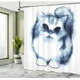 thumbnail image 5 of Ambesonne Navy Blue Shower Curtain, Cat Kitty Design, 69"Wx84"L, Grey White, 5 of 5