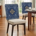 thumbnail image 3 of Bohemian Abstract Blue Floral Dining Chair Back Cover Only, Boho Tribal Ethnic Geometric Flower Stripe Set of 8 Chair Back Covers, Removable Washable for Dining Room, Banquet & Holiday Decoration, 3 of 9
