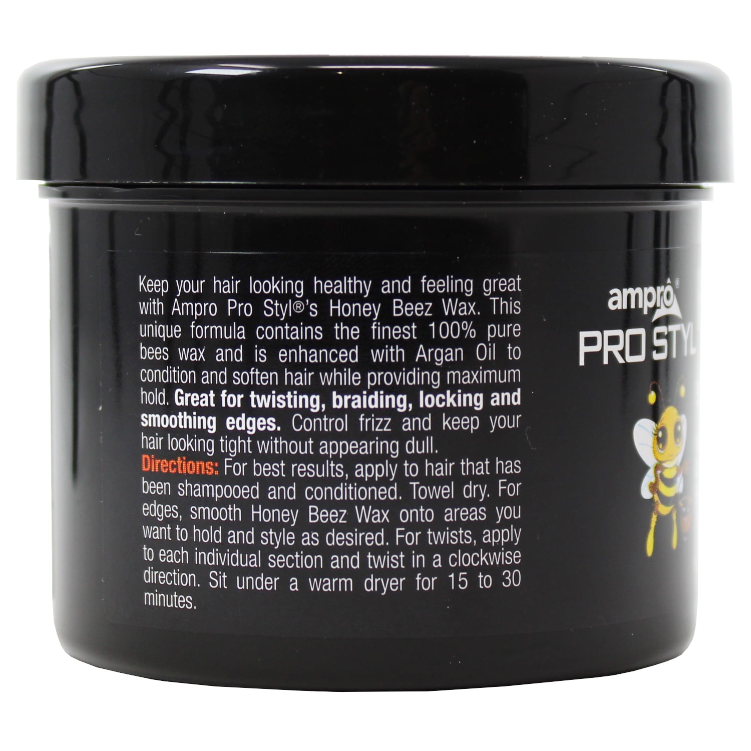 Ampro Honey Beez Stylin Beez Wax black, 4 Oz., Pack of 6