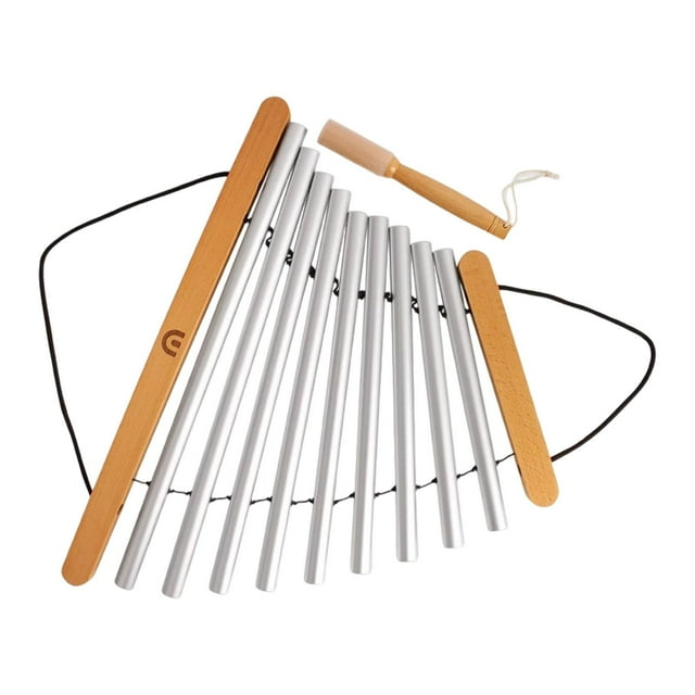 Juguete musical de madera con 9 tonos, incluye mazo para desarrollar la coordinación y la motricidad fina. Ideal para niños y niñas en edad preescolar