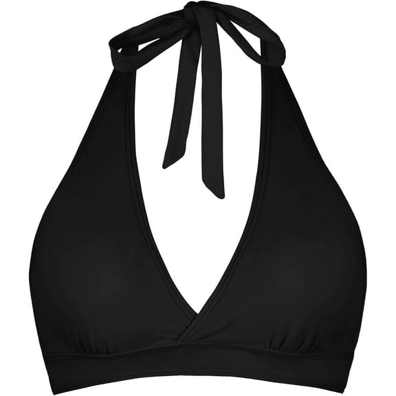 Women's Supportive Halter Bikini Padded Push Up Ruched Bust Hook Back Swimsuit Bathing Suit Tops Only