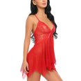 thumbnail image 4 of Liacowi Women Lace Lingerie Front Closure Dress Sexy V-neck Nightwear Bridal Nightdress Lingerie, 4 of 7
