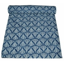 Indian Kantha Quilt Handmade Throw Reversible Blanket Bedspread Cotton Fabric BOHEMIAN boho quilt chic bedding coverlets Blue Double Size