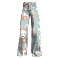 thumbnail image 4 of YUANGUANST Wide Leg Pants Woman Women's Easter Bunny Egg Print Plus Size Wide Leg Pants Office Slacks, 4 of 4