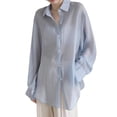 thumbnail image 5 of sunsanly Summer Spring Women Jacket Thin Sunscreen Anti-UV Quick Dry Cooling Solid Color Lapel Single-breasted Lace-up Strap Long Sleeve Shirt Cycling Office Top Blouse, 5 of 8