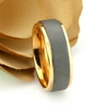 thumbnail image 3 of Men's Women's Tungsten Wedding Band Engagement Ring 8mm Sandblasted Finish Center&nbsp;Stepped Edge Rose Gold IP Plated, 3 of 4