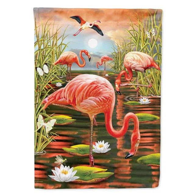 Carolines Treasures PRS4017CHF 28 x 0,01 x 40 Po Flamants Roses Partout Toile Maison Drapeau