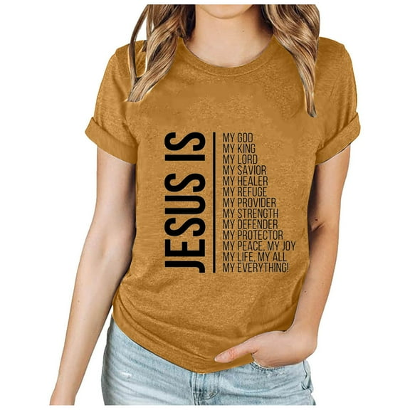 Easter Basic Tee Tops for Women Short Sleeve Round Neck Happy Easter Letter Print Casual 2026 Summer Trendy T-Shirts Yellow,XL