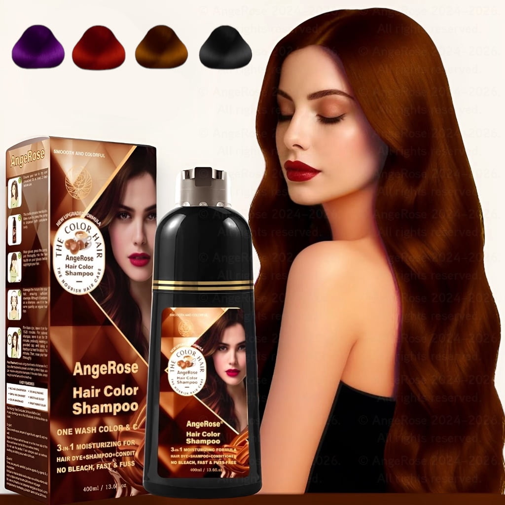 AngeRose Hair Color Shampoo Natural Black - 15 Mins Instant Gray Coverage, No Bleach