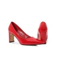 thumbnail image 5 of Gomelly Women Heeled Pump Block Pumps Chunky Dress Shoes Fashion High Heels Party Wedding Red 7, 5 of 8
