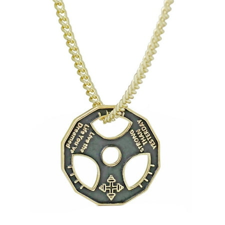 - StylesILove Unisex Fitness Dumbbell Weight Plate Barbell Chain Stainless Steel Necklace (Gold)