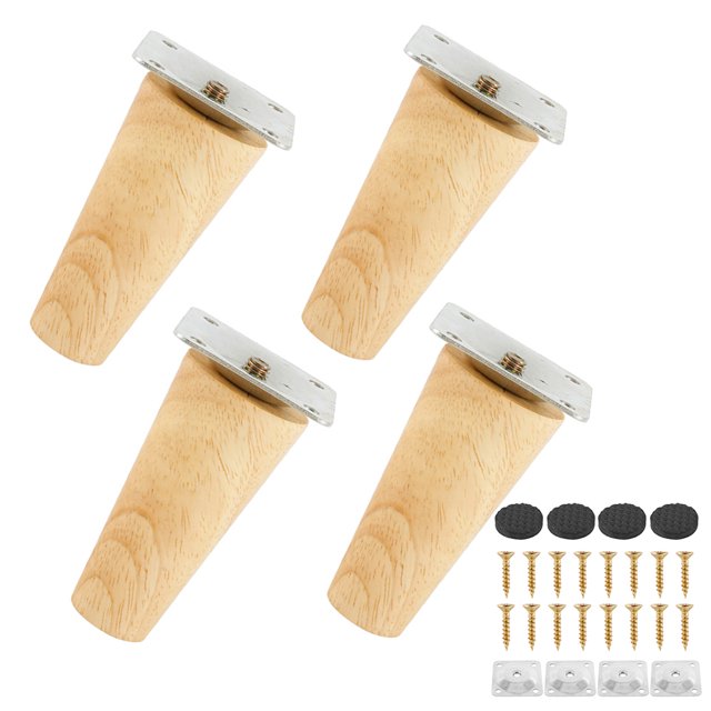 Patas de madera para muebles, Miuline, 4 piezas de 7,9 pulgadas, patas de madera para mesa, con placa de montaje y tornillos para sofá, cama, armario, sofá, chaise longue, bisel de 20 cm.