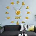 thumbnail image 2 of British Shorthair Cat Silouette Frameless Wall Clock Stickers, DIY Modern Decorative Clocks for Living Room, Bedroom, Office - Easy to Install, Large 3D Clock Design (Gold,47in), 2 of 6