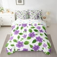 thumbnail image 2 of Manfei Chic Flowers 7pcs Bedding Comforter Set for Teens Boys Girls,Green Purple Queen Bedding Sets Super Cozy,Spring Graden Queen Sheet Sets,Luxury Bedroom Decor,Reversible, 2 of 8