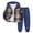 Dark Blue, variant on Boys 2 Piece Sweatsuit Flannel Plaid Button Shirt Hoodie and Cargo Pants Sets for Kids Clothes Black 9-10 Years