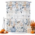 thumbnail image 2 of Thanksgiving Fall Shower Curtains for Bathroom, Pumpkins Blue Eucalyptus Leaves Wooden Waterproof Fabric Shower Curtain, Decorative Bathroom Curtain for Bathtub, 36"x72", No Hooks Included, 2 of 9