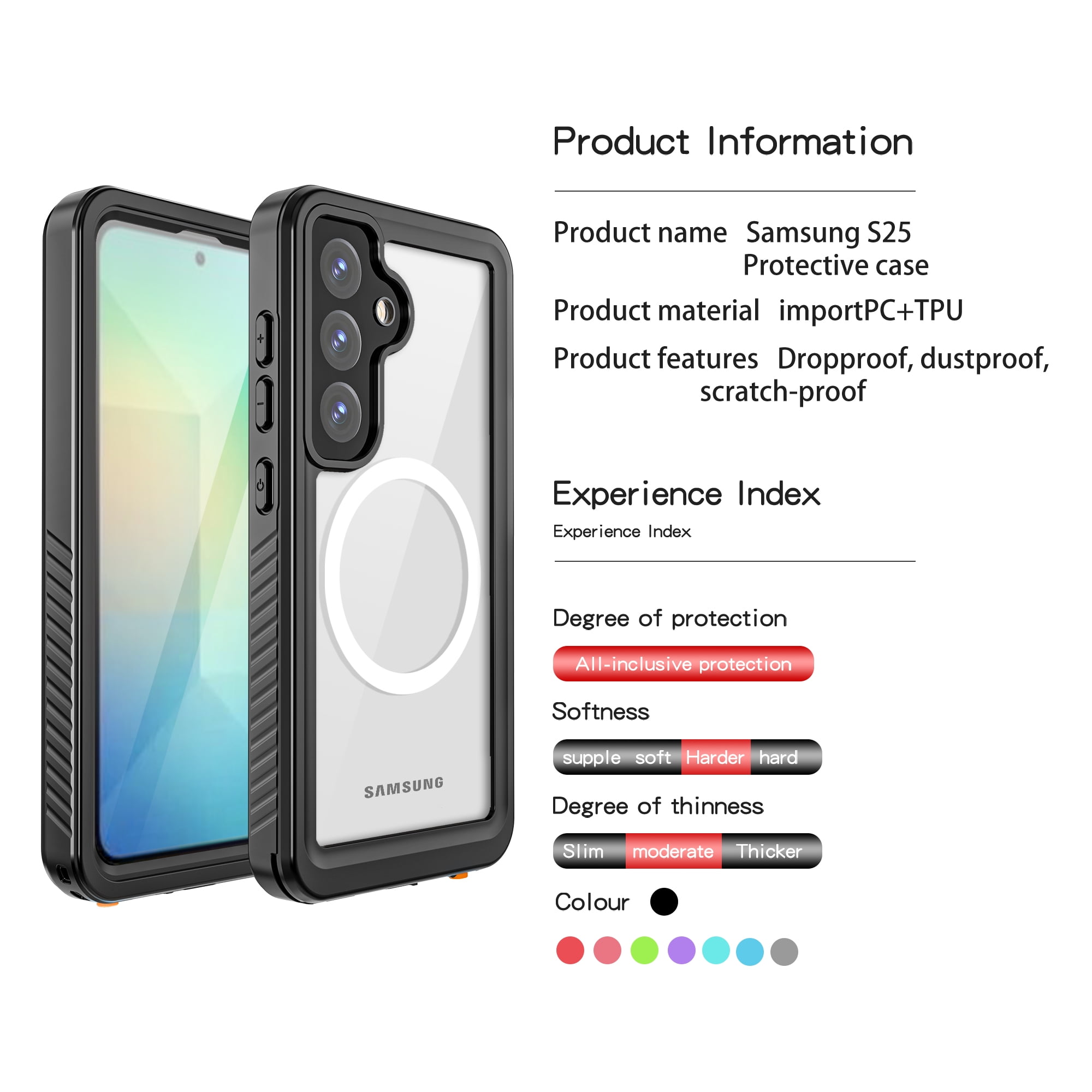 Casetego Magnetic Case for Samsung Galaxy S25,IP68 Waterproof Case,Built-in 9H Screen Protector & Camera Protector [Compatible with MagSafe] [Military Dustproof] Full Body Shockproof Phone Cover
