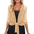 thumbnail image 3 of jiaxiM Cardigan for Women 3/4 Sleeves Open Front Lightweight Soft Netted Knit Cardigan Draped Ruffles Kimono Cover Ups, 3 of 6
